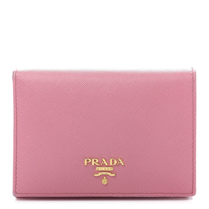 Prada Saffiano Metal Bi-Fold Wallet Begonia 1 of 10