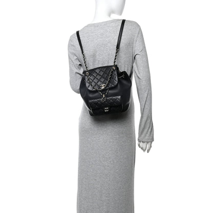 Chanel Lambskin Quilted Large Duma Drawstring Backpack Black 2 of 10