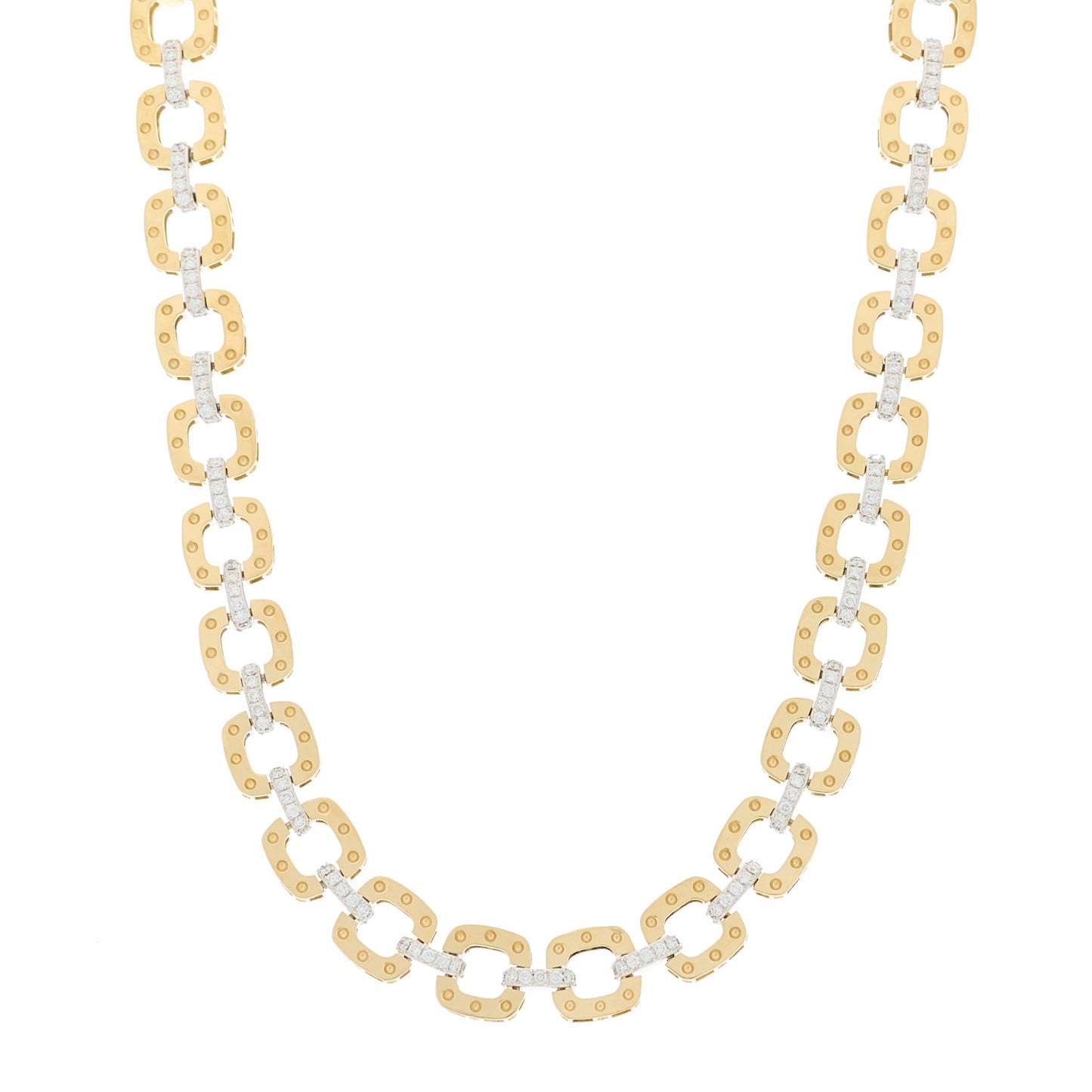 18K Yellow White Gold Diamond Pois Moi Link Necklace