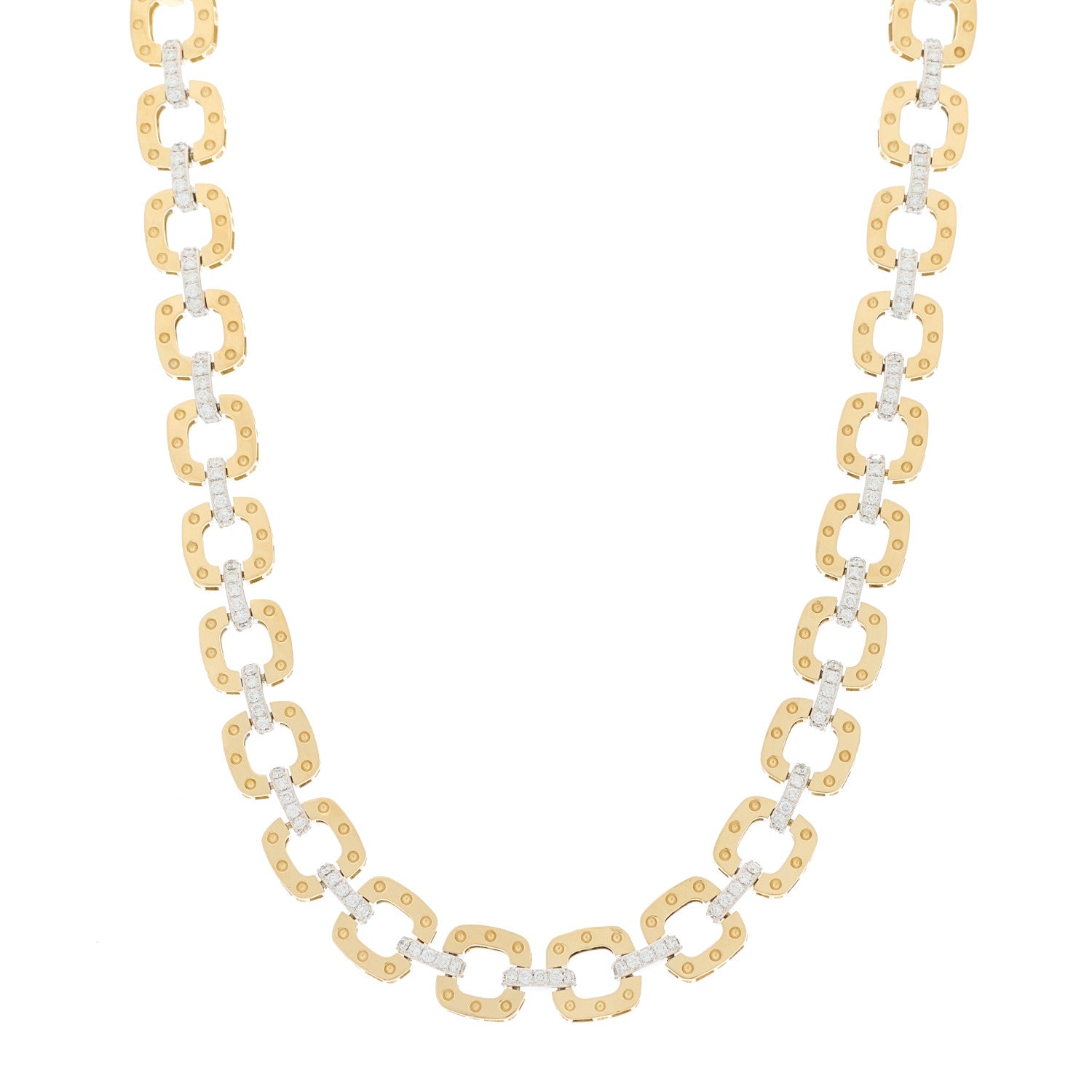 Roberto Coin 18K Yellow White Gold Diamond Pois Moi Link Necklace 1 of 4