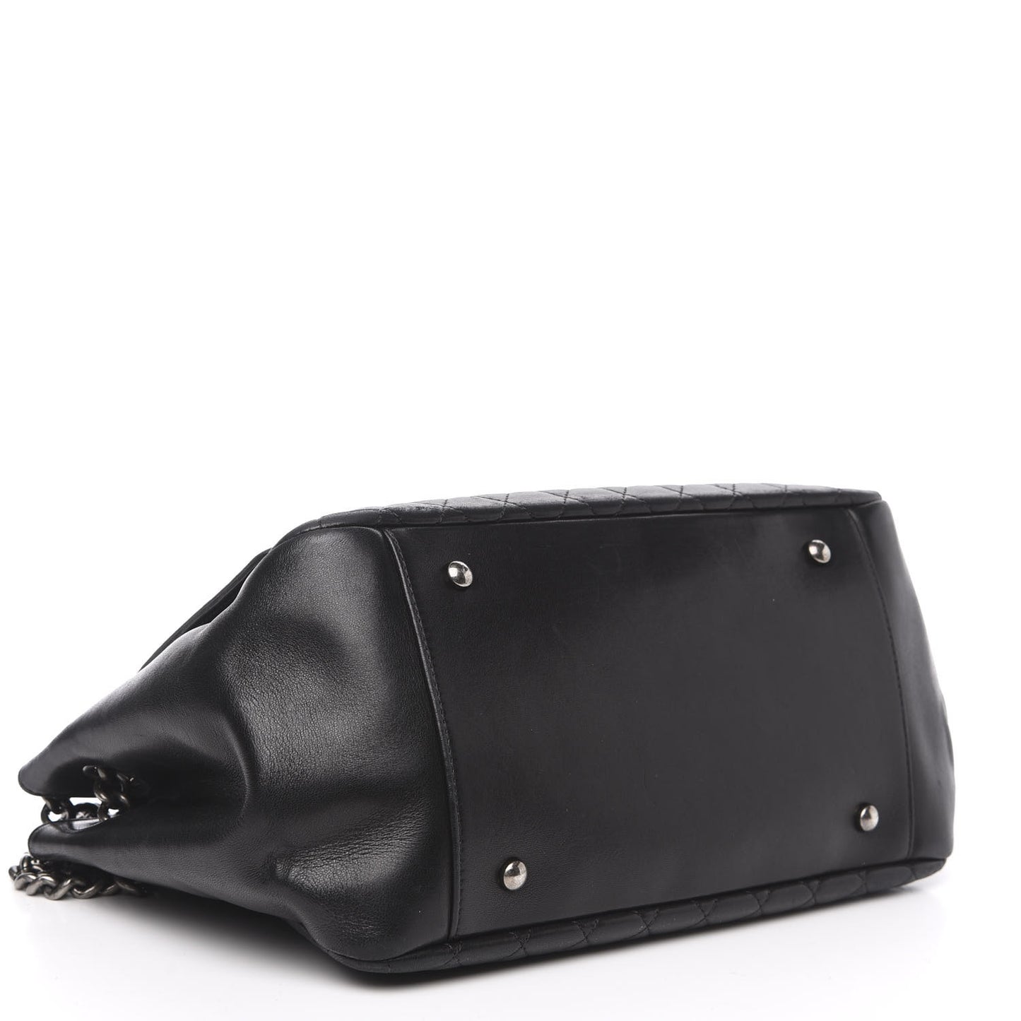 Lambskin Quilted Accordion Boy Flap Black