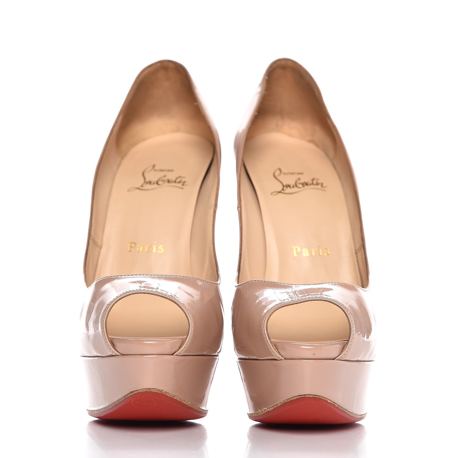 Christian Louboutin Patent Lady Peep 150 Pumps 37 Nude 2 of 15