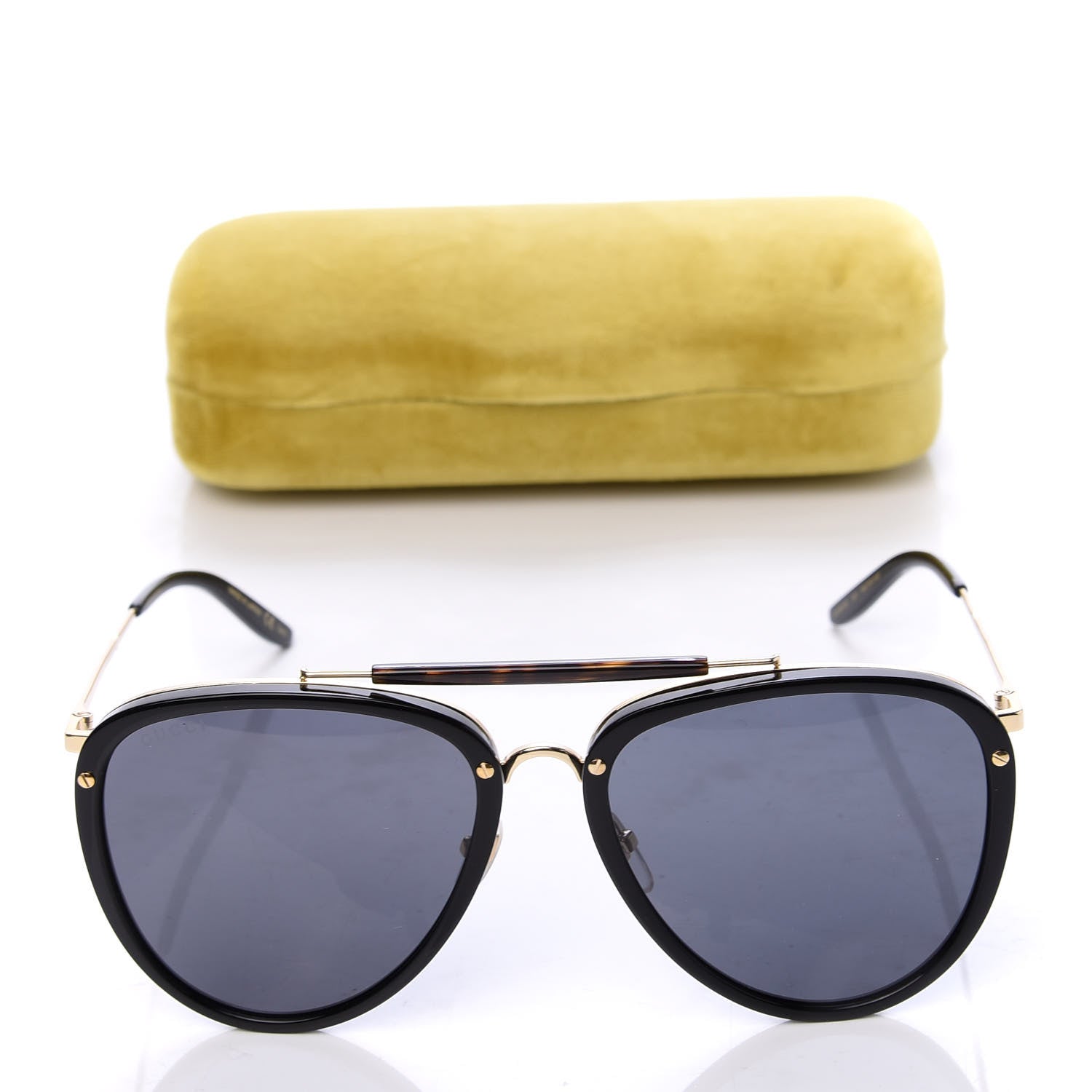 Gucci Aviator Sunglasses GG0672S Black Gold 8 of 8