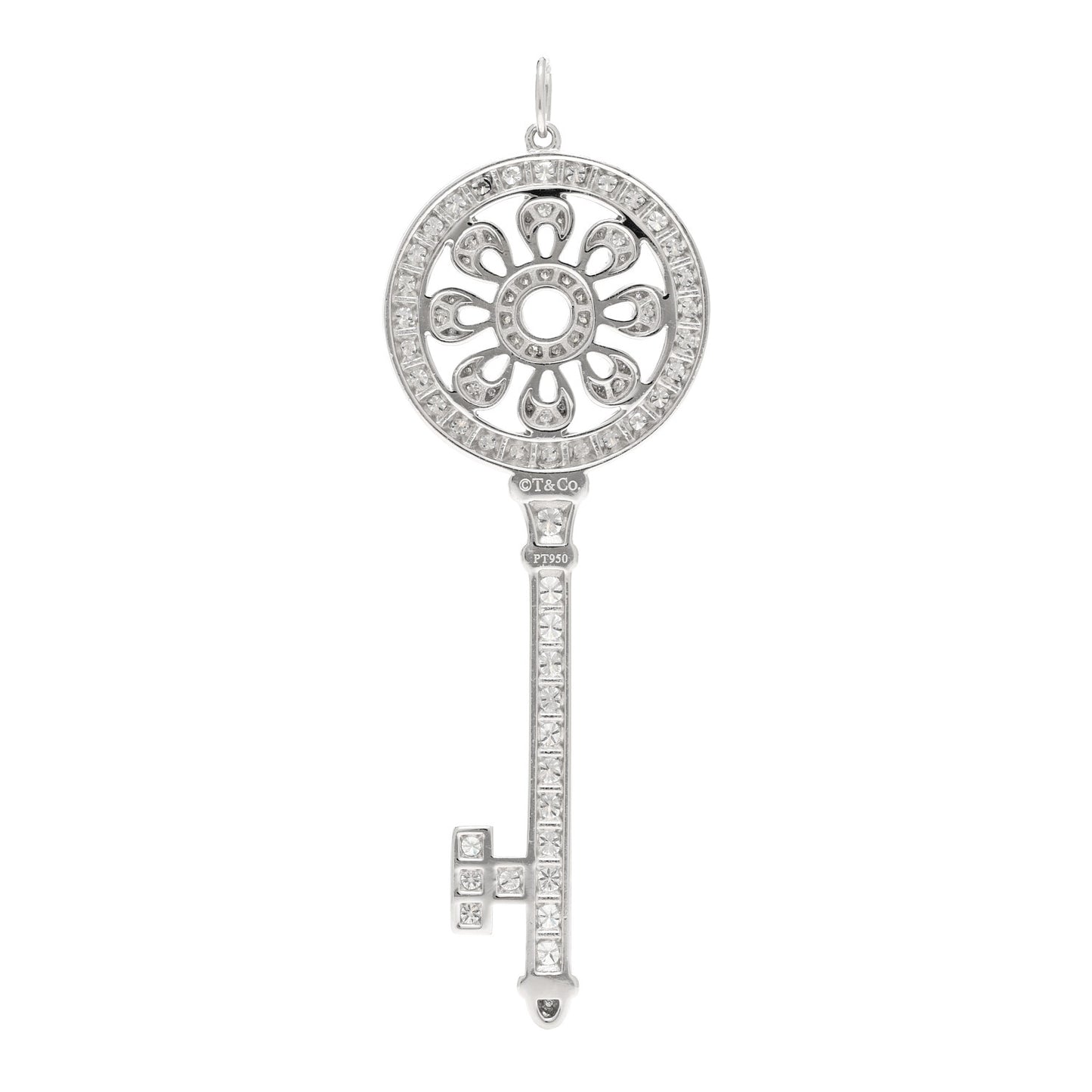 Platinum Diamond Petals Key Pendant