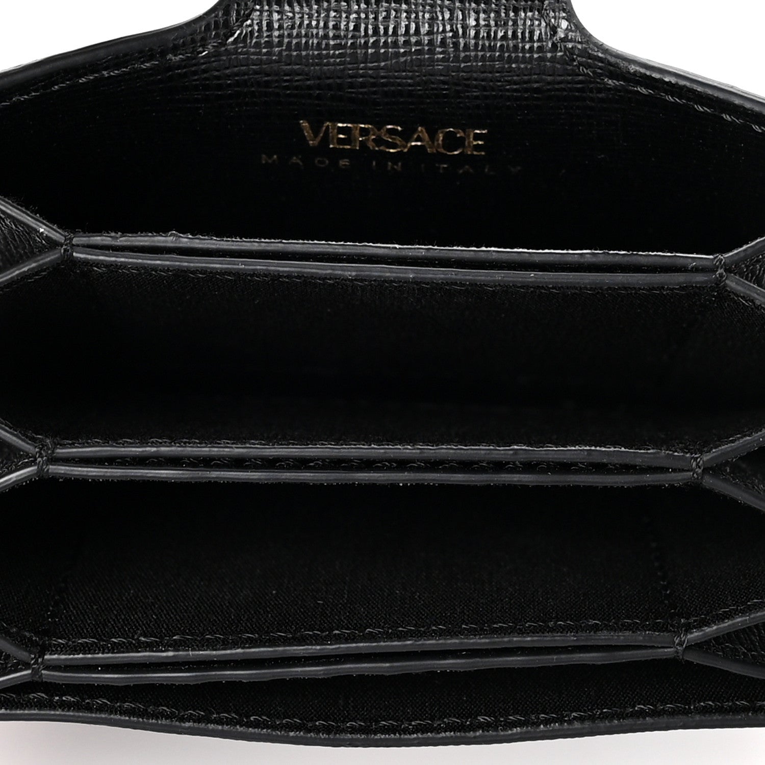 Versace Calfskin Virtus Gusset Wallet Black 5 of 6
