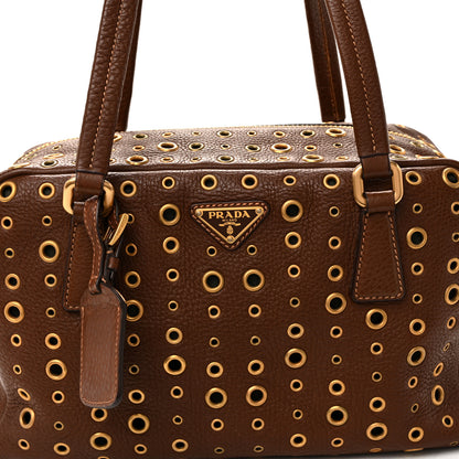 Prada Vitello Daino Grommet Satchel Bruciato 8 of 11