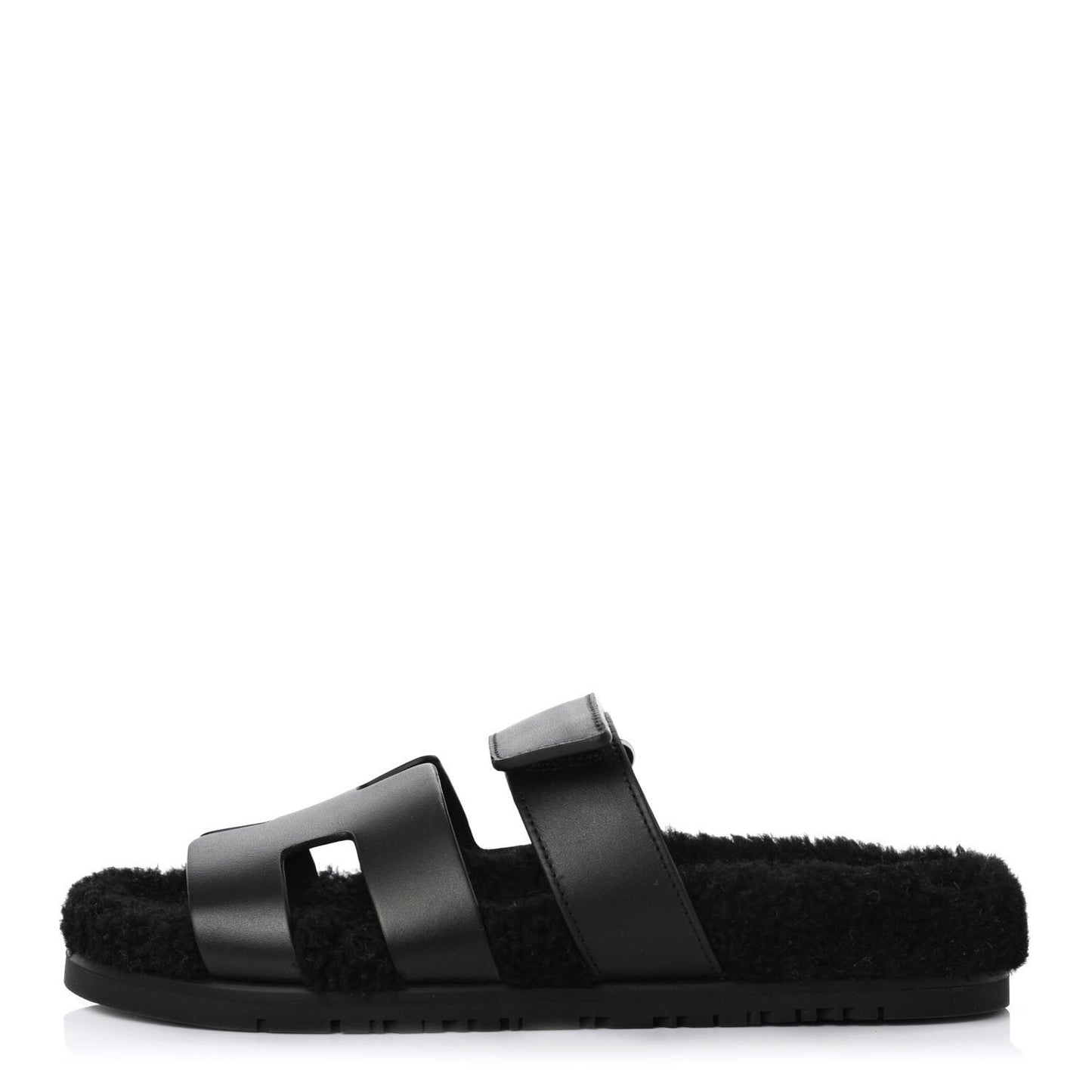 Calfskin Woolskin Womens Chypre Sandals 37.5 Black