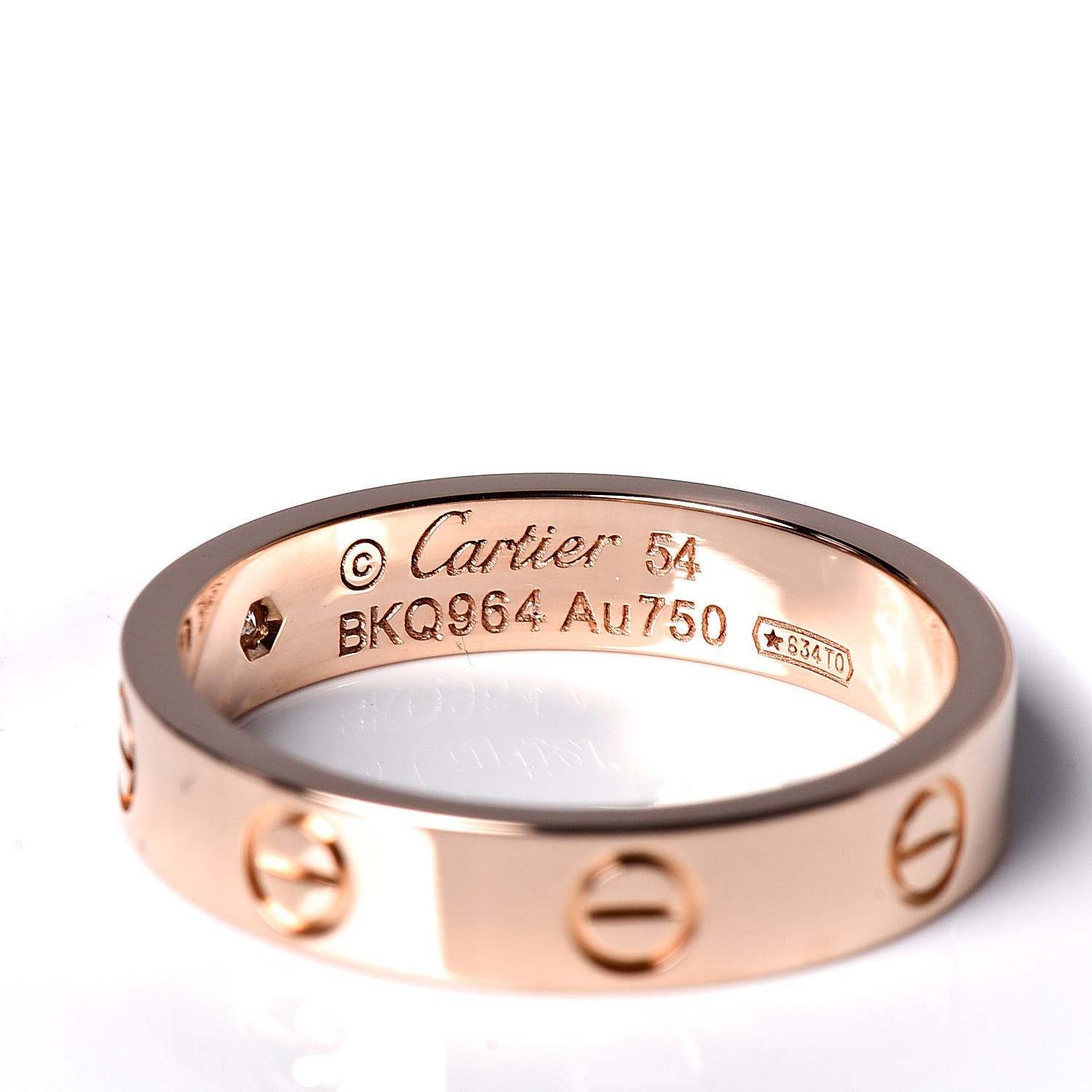 Cartier 18K Pink Gold Diamond 4mm LOVE Wedding Band Ring 54 6.75 5 of 6