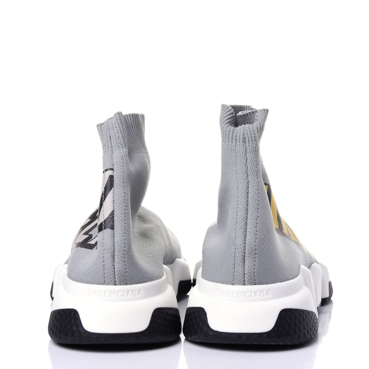Neoprene Knit Europe Print Womens Speed Sneakers 40 Gris Jaune Black