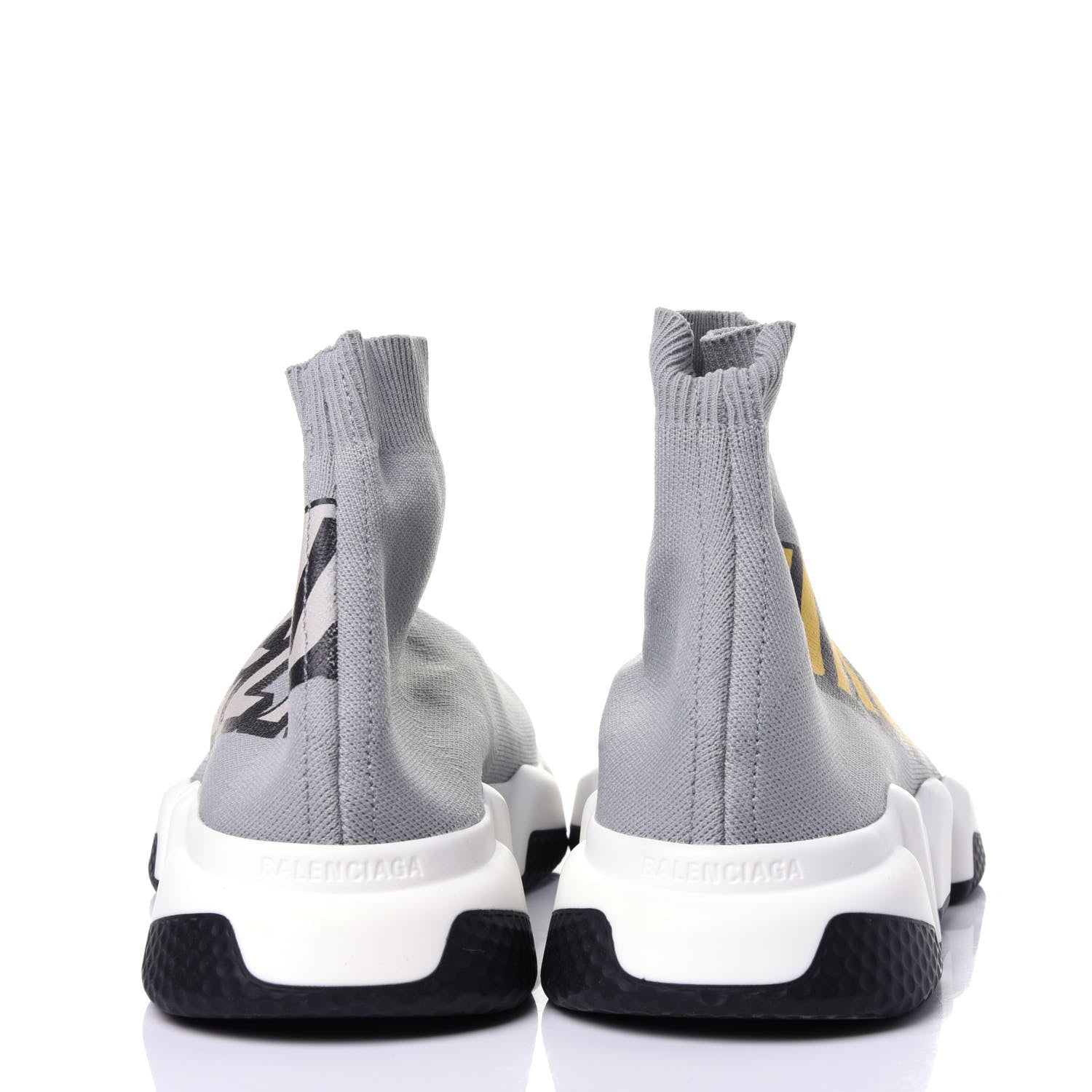 Balenciaga Neoprene Knit Europe Print Womens Speed Sneakers 40 Gris Jaune Black 5 of 9