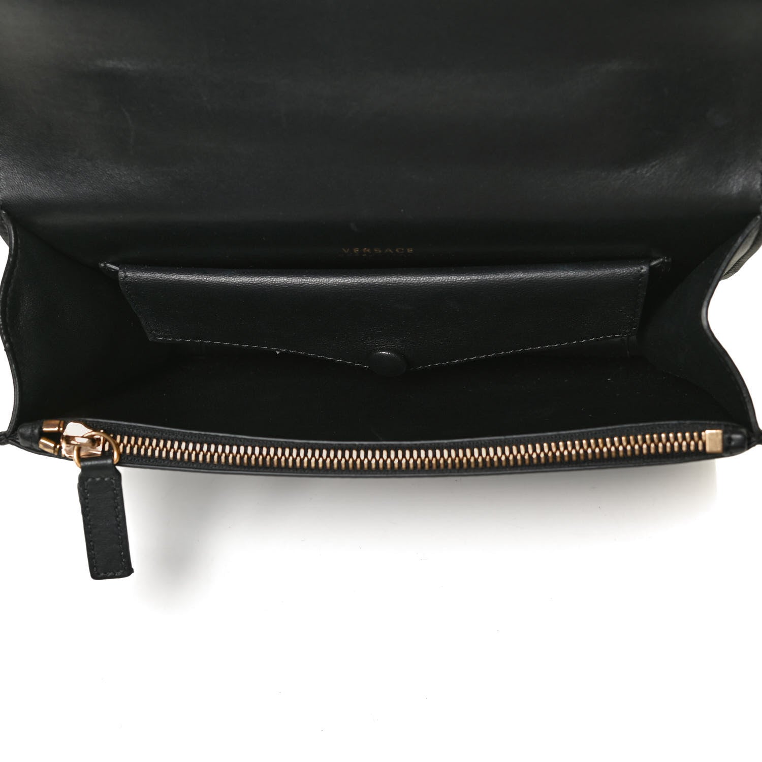 Versace Vitello Barocco Virtus Top Handle Shoulder Bag Black 10 of 17