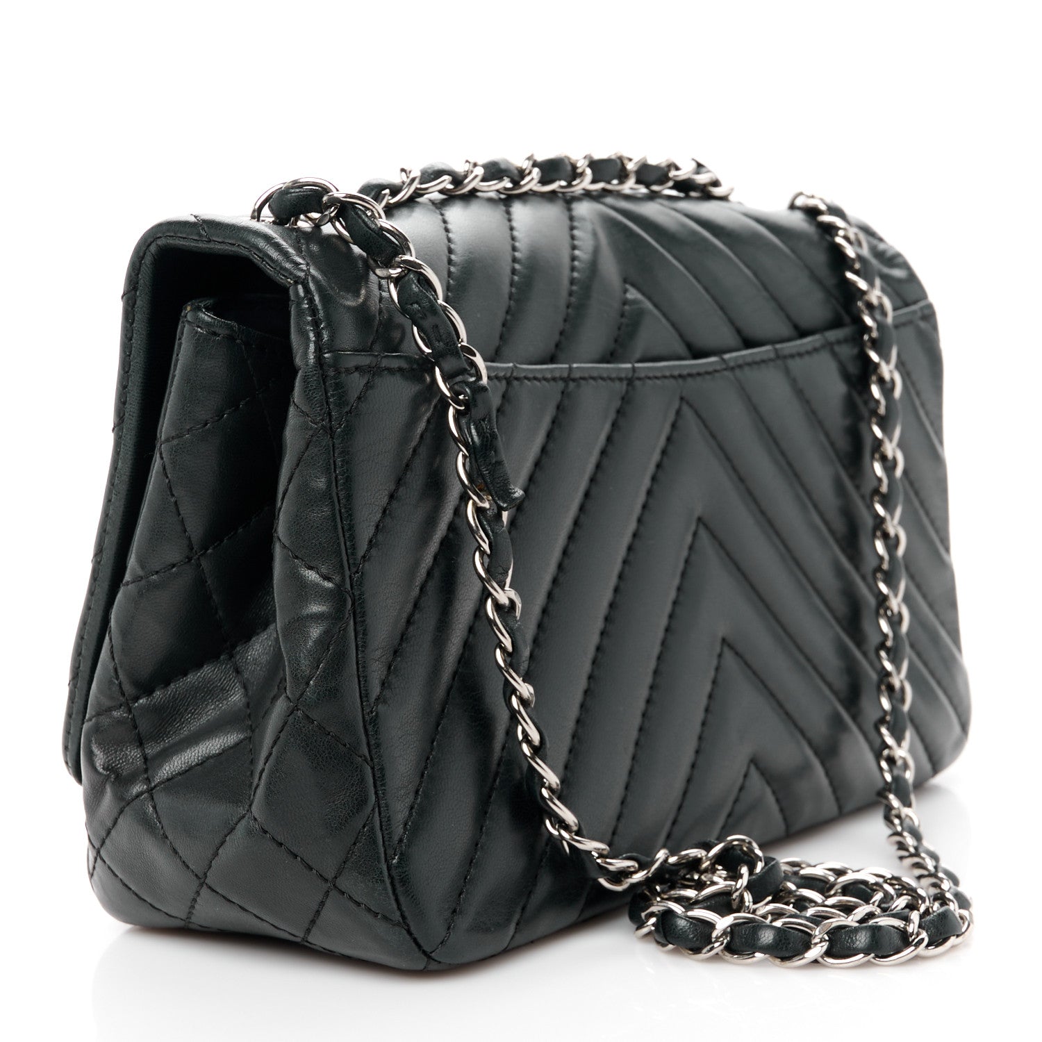 Chanel Lambskin Chevron Quilted Single Flap Black 3 of 12