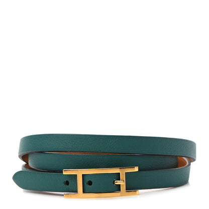 Hermes Swift Hapi 3 MM Triple Tour Bracelet S Malachite 1 of 8