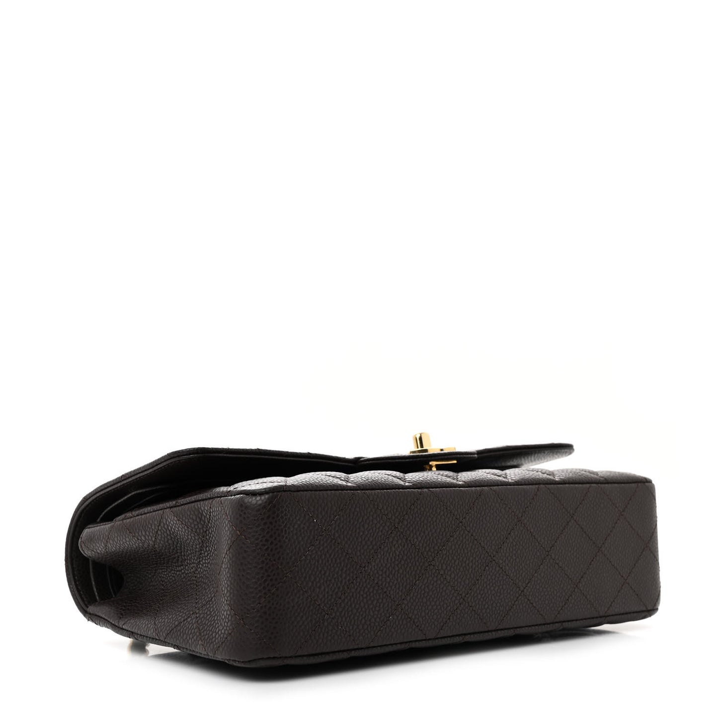 Caviar Quilted Medium Double Flap Brown