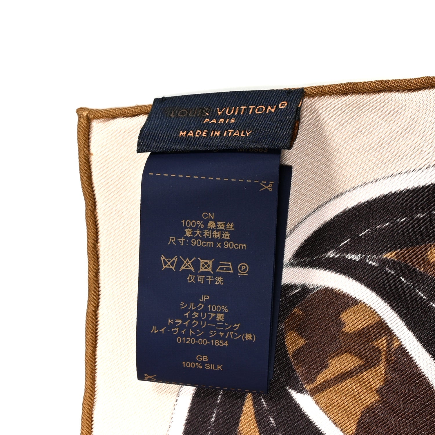 Louis Vuitton Silk Monogram Tiger Stripe Square 90 Scarf Marron