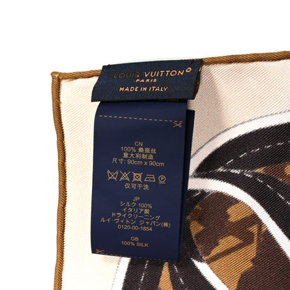 Louis Vuitton Silk Monogram Tiger Stripe Square 90 Scarf Marron 3 of 3
