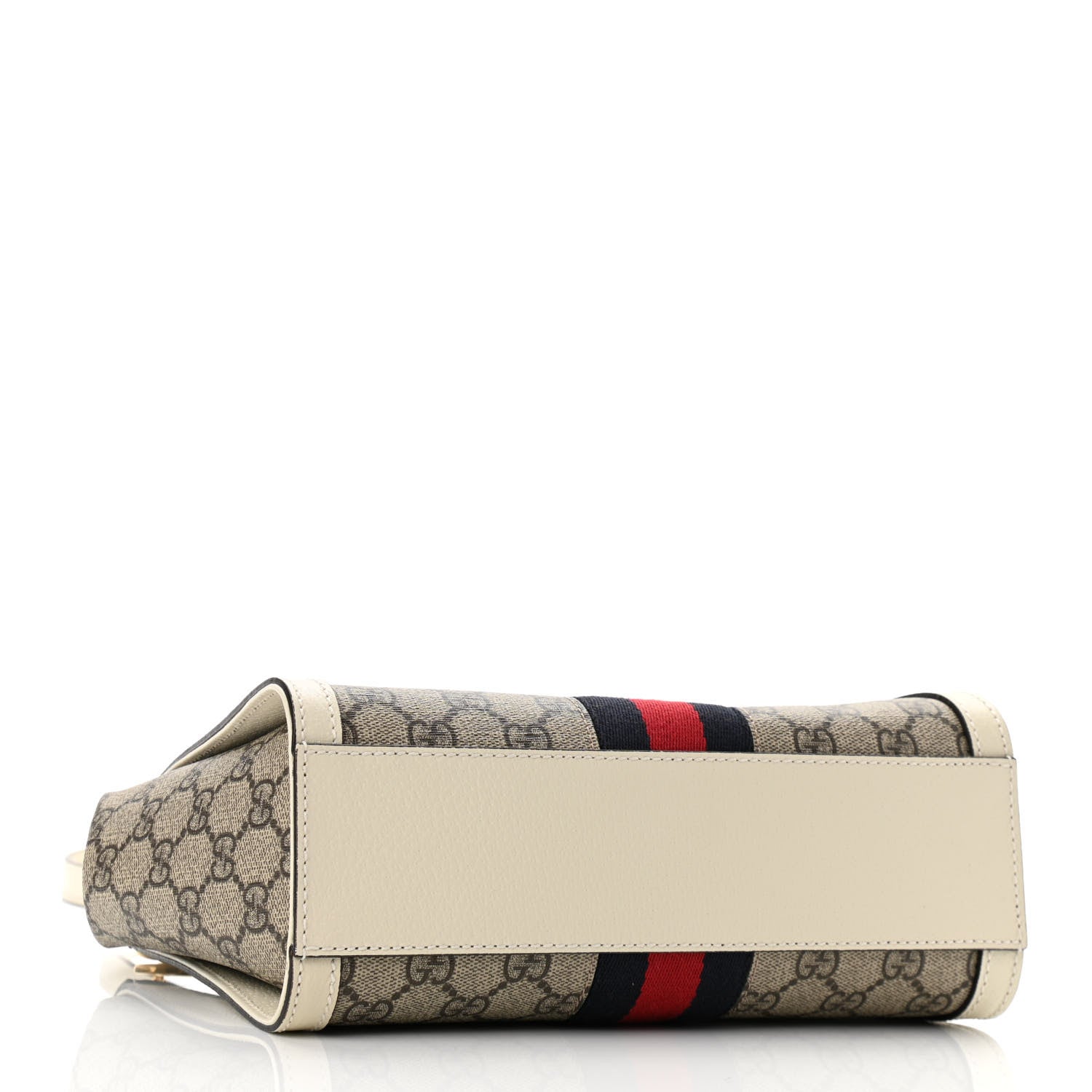 Gucci GG Supreme Monogram Textured Dollar Calfskin Web Small Ophidia Tote Bag Beige Ebony Mystic White 4 of 10