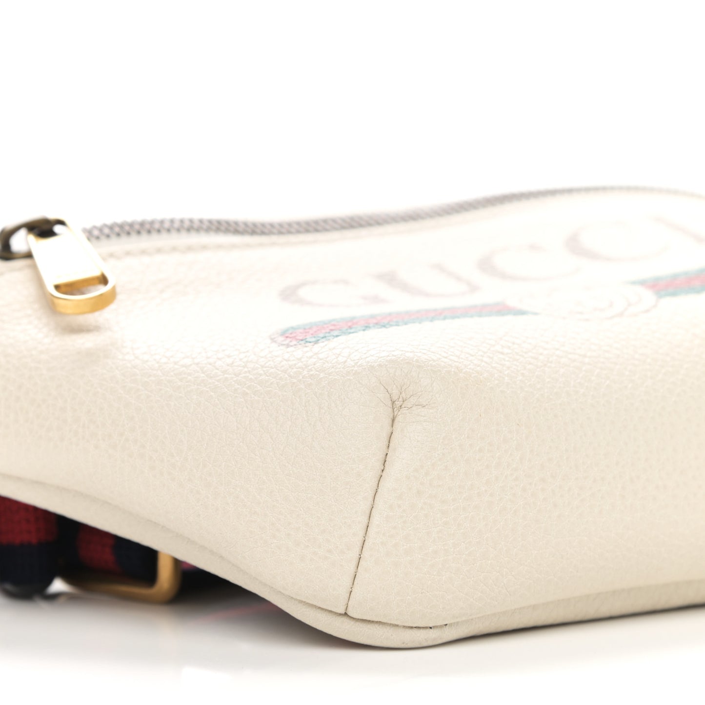 Grained Calfskin Small Logo Belt Bag White