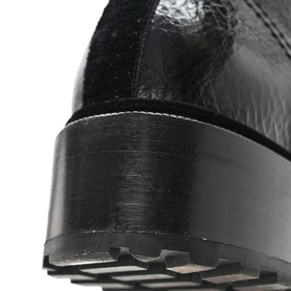 Chanel Shiny Calfskin Velvet Pearl Combat Short Boots 40 Black 11 of 13