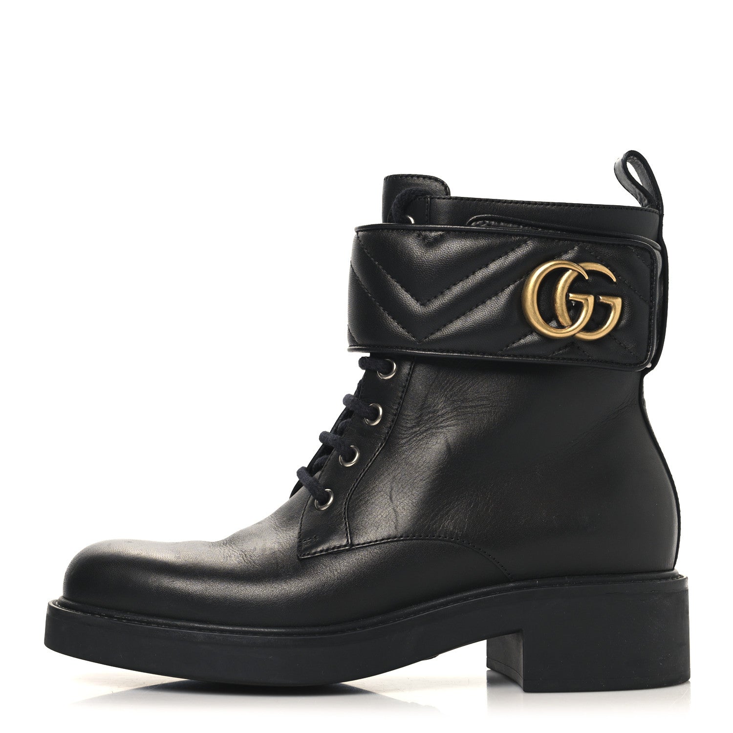 Gucci Flores Calfskin Nappa Matelasse GG 40mm Ankle Boots 37 Black 1 of 8