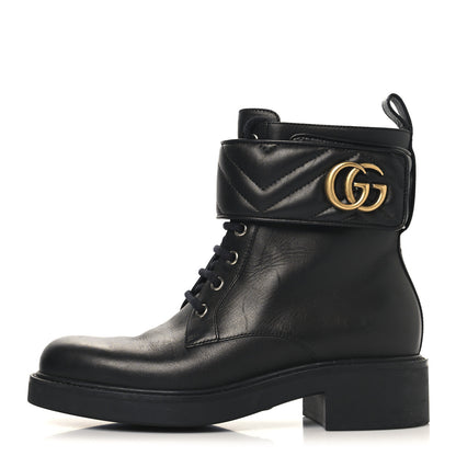 Gucci Flores Calfskin Nappa Matelasse GG 40mm Ankle Boots 37 Black 1 of 8