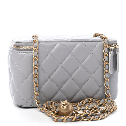 Chanel Lambskin Quilted Small Pearl Crush Vanity Case With Chain Grey 3 of 9