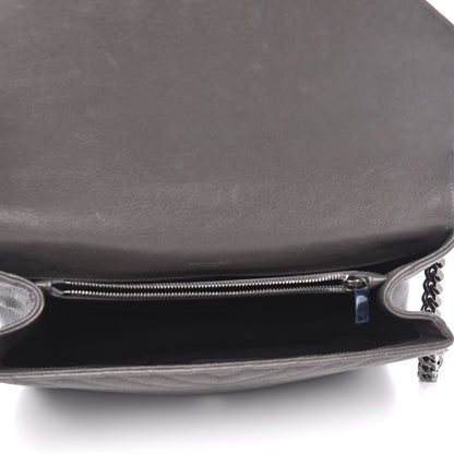 Saint Laurent Sheepskin Matelasse Chevron Monogram Large College Satchel Dark Anthracite 5 of 16