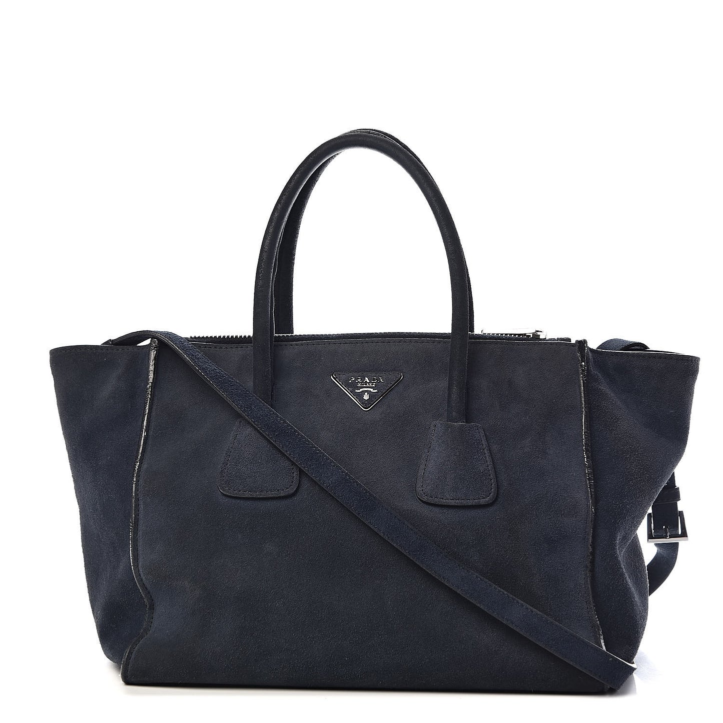 Suede Scamosciato Twin Pocket Tote Oltremare