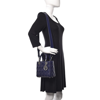 Christian Dior Lambskin Cannage Small Lucky Badges My Lady Dior Navy 2 of 10