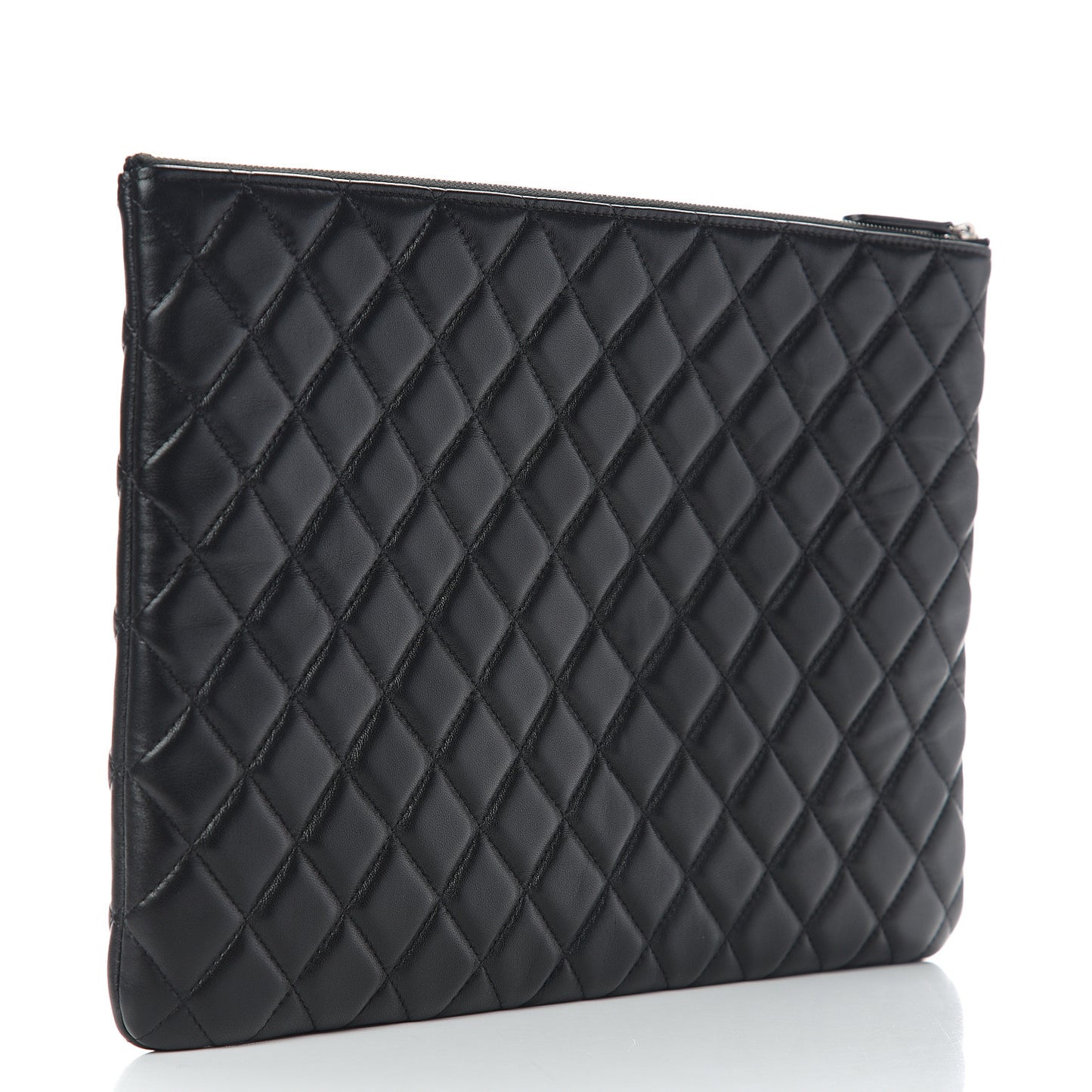 Lambskin Quilted Large Cosmetic Case Black