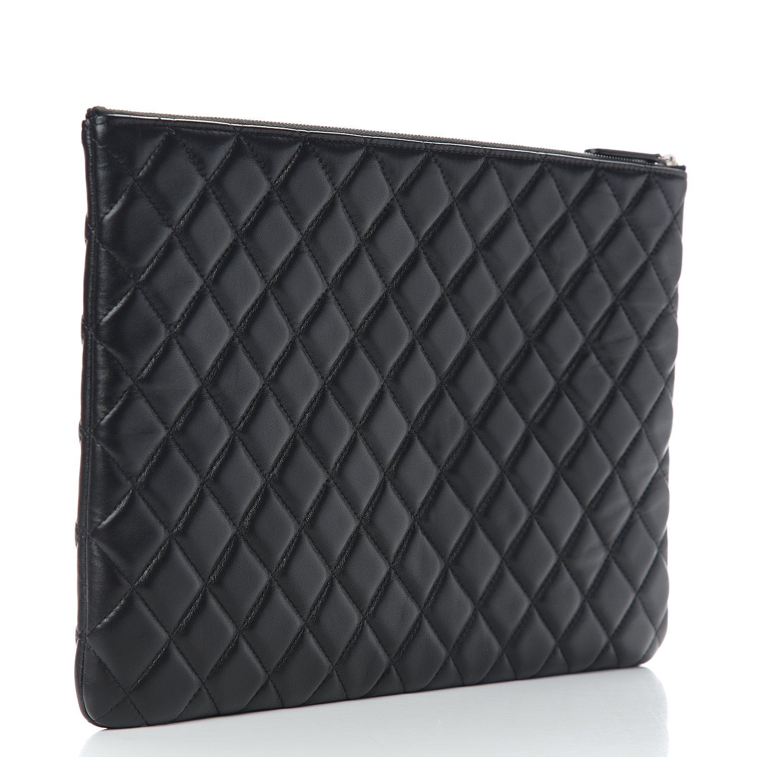 Chanel Lambskin Quilted Large Cosmetic Case Black 2 of 8