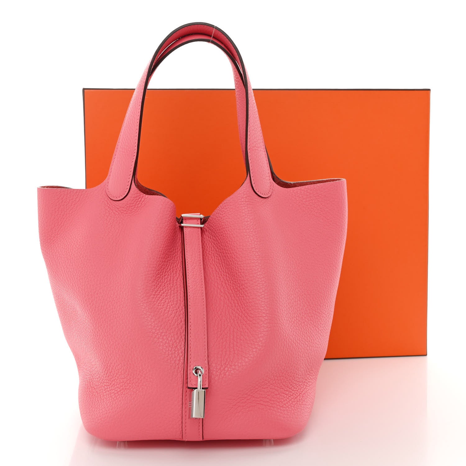 Hermes Taurillon Clemence Picotin Lock 22 MM Rose Azalee 11 of 11