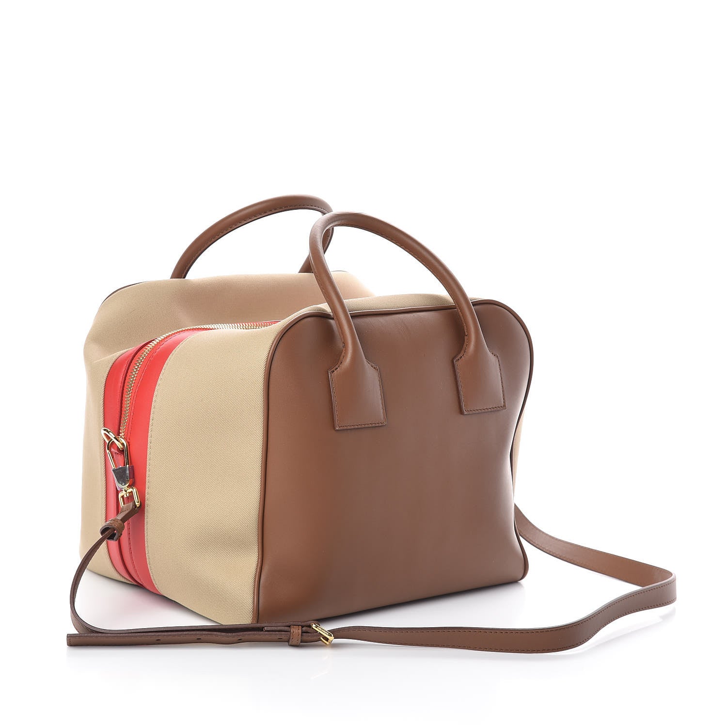 Burberry Smooth Calfskin Cube Bowling Bag Malt Brown 3 of 9
