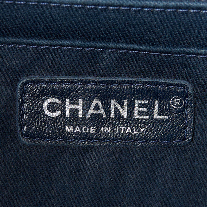 Chanel Washed Caviar Quilted Small Square Turn Around Ligne Flap Navy 7 of 12