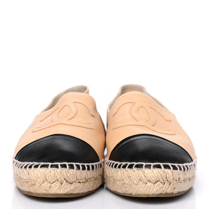 Chanel Lambskin CC Espadrilles 40 Beige Black 2 of 4