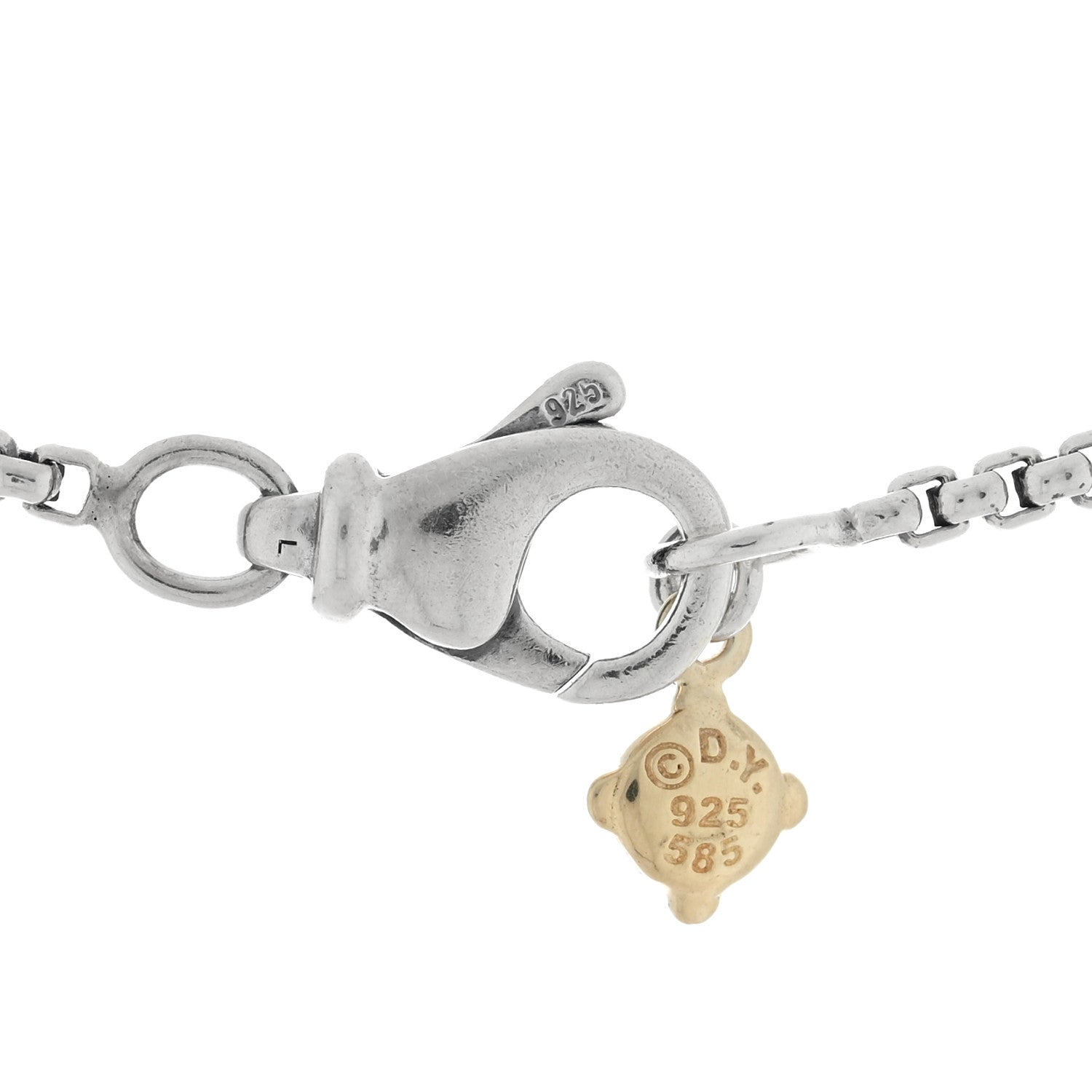 David Yurman Sterling Silver 14K Yellow Gold 1.7mm Baby Box Chain Necklace 17" 4 of 4