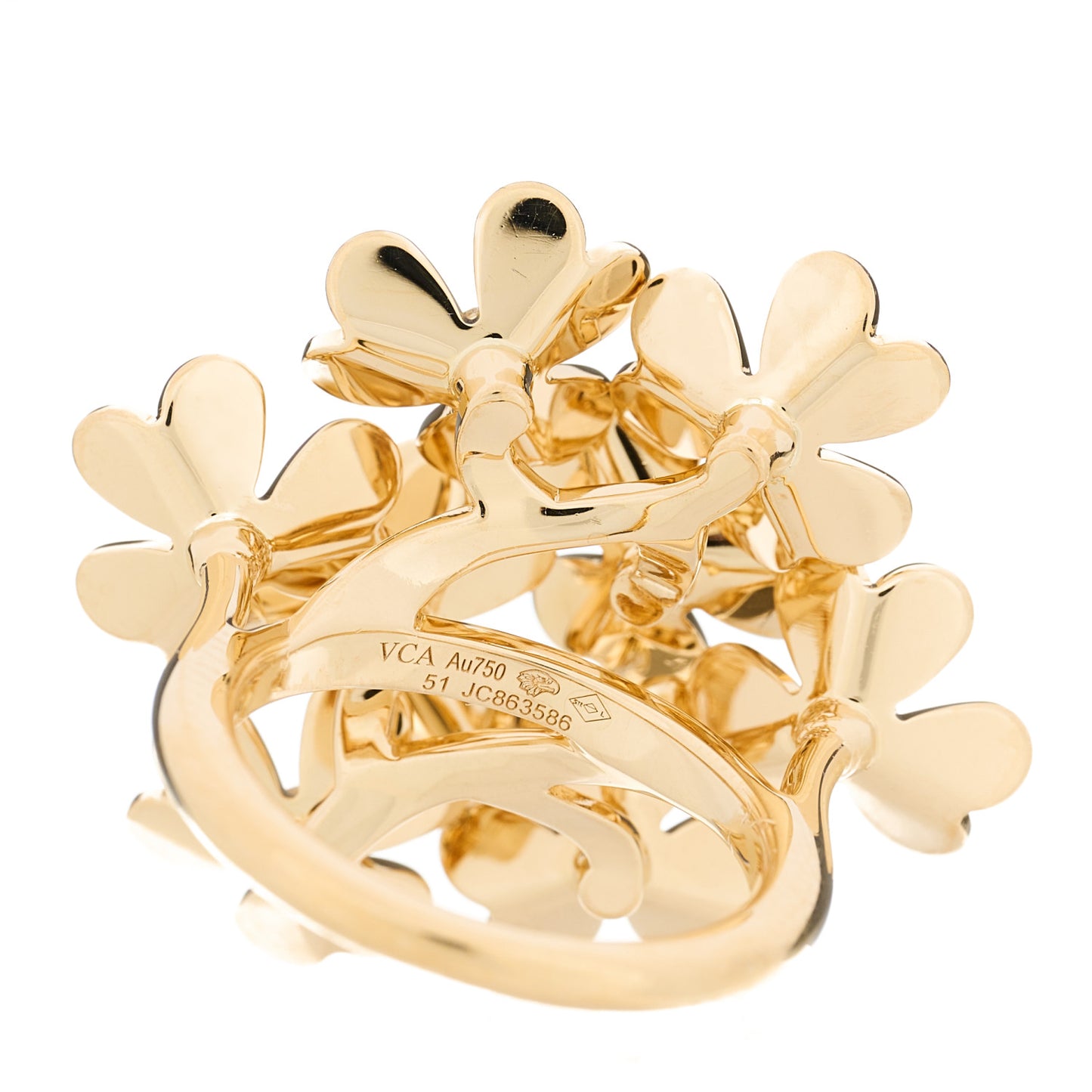 18K Yellow Gold Diamond Frivole 8 Flowers Ring 51 5.75