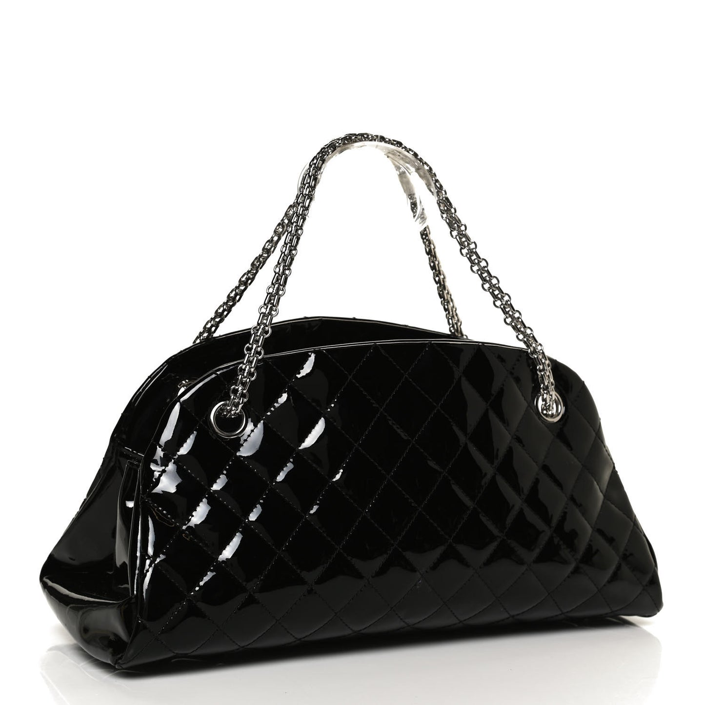 Patent Quilted Medium Just Mademoiselle Bowling Bag Black