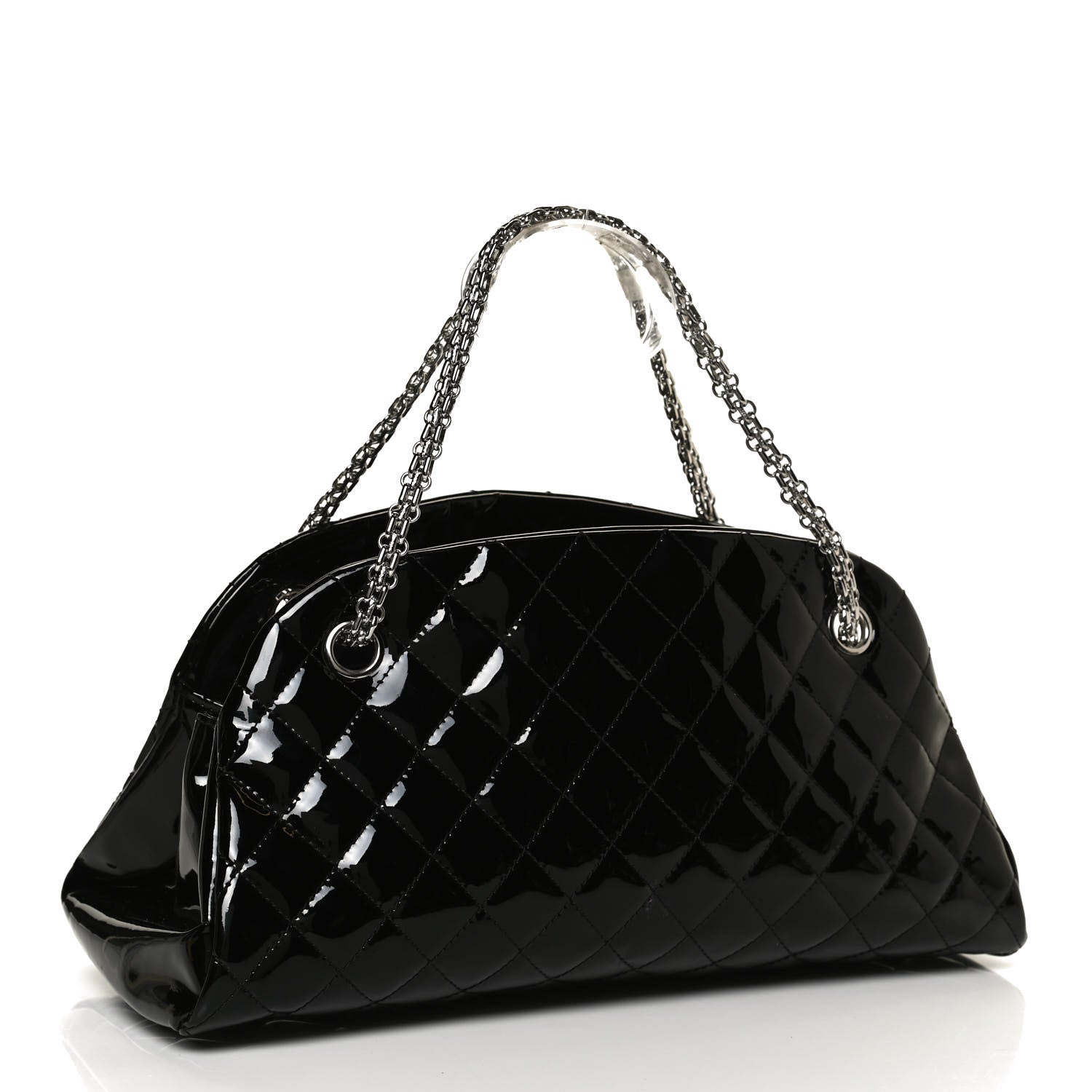 Chanel Patent Quilted Medium Just Mademoiselle Bowling Bag Black 3 of 10