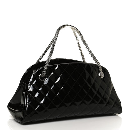 Chanel Patent Quilted Medium Just Mademoiselle Bowling Bag Black 3 of 10