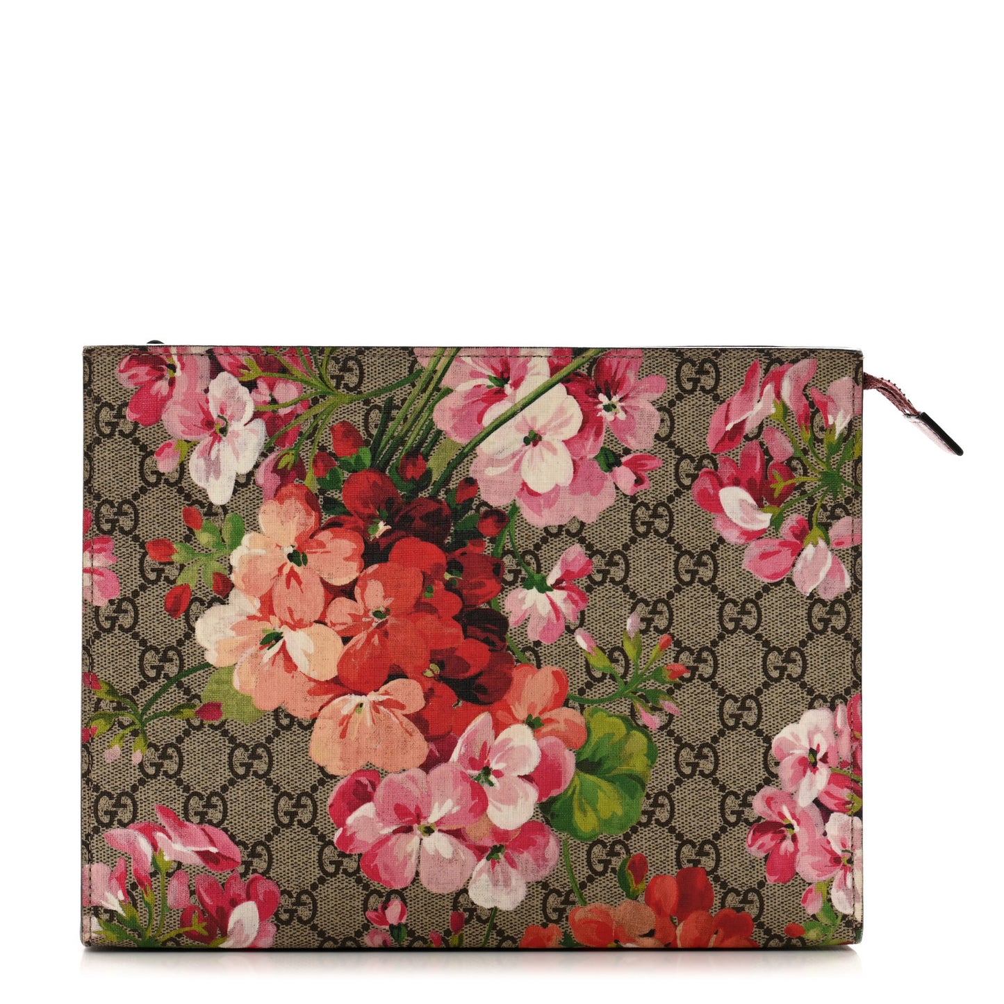 GG Supreme Monogram Blooms Large Cosmetic Case Beige Multicolor Dry Rose