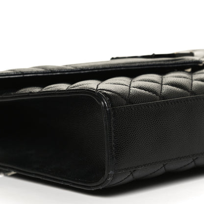 Saint Laurent Grain De Poudre Textured Mixed Matelasse Triquilt Medium Monogram Satchel Black 9 of 10