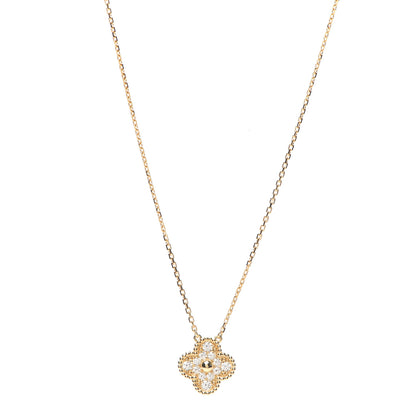 Van Cleef & Arpels 18K Yellow Gold Diamond Vintage Alhambra Pendant Necklace 1 of 7