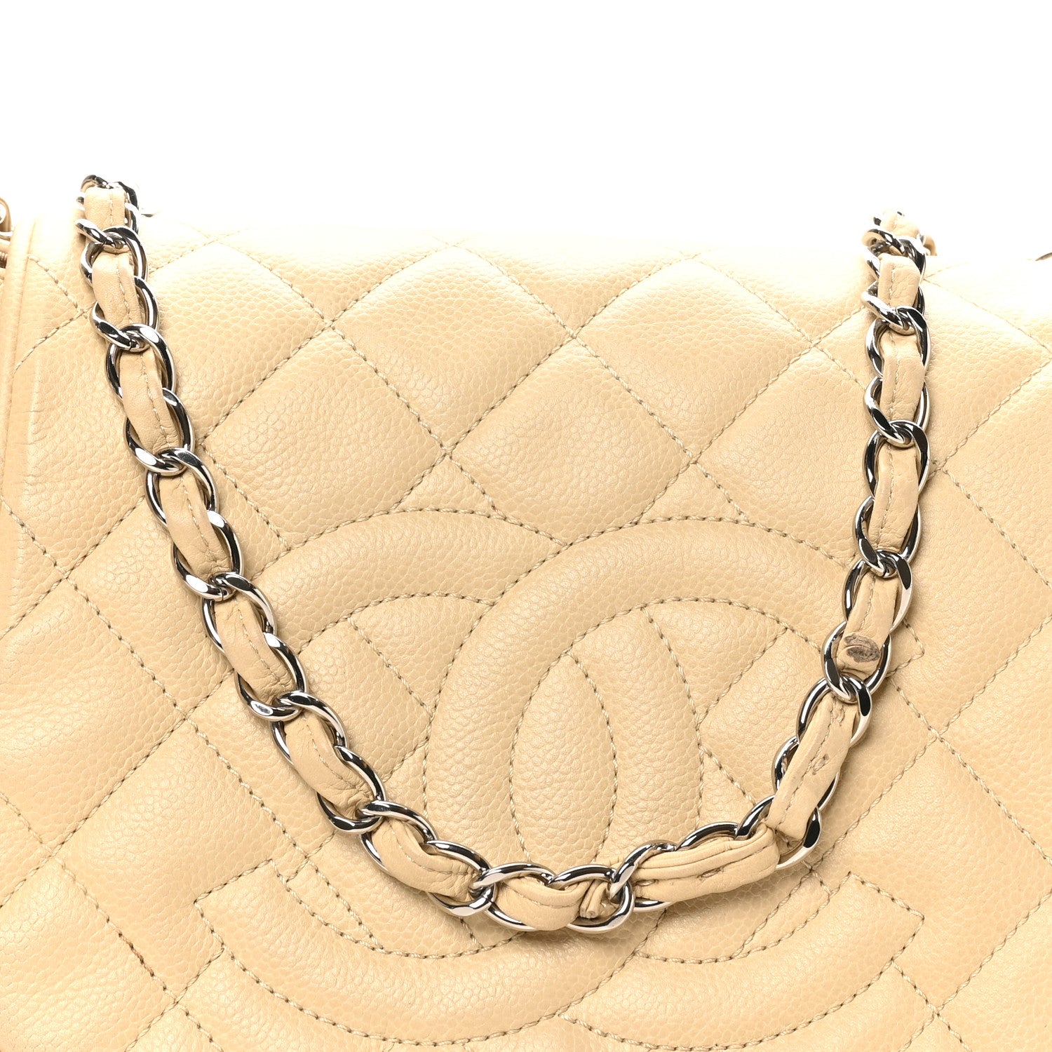 Chanel Caviar Quilted Timeless Accordion Flap Light Beige 8 of 11