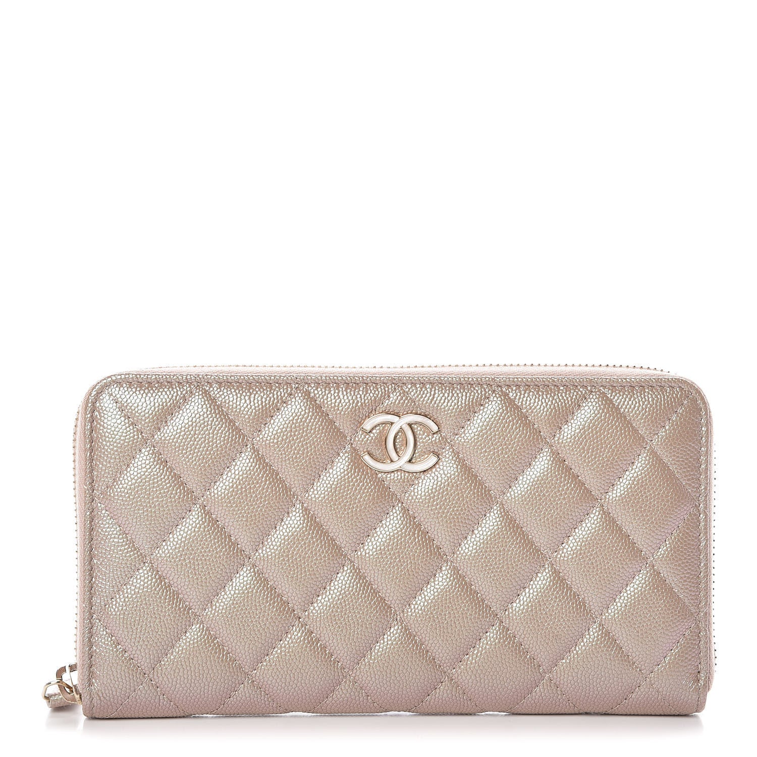 Chanel Iridescent Caviar Quilted Long Zip Around Wallet Beige 1 of 10