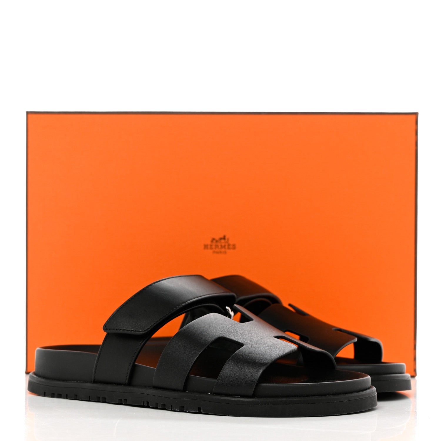 Hermes Calfskin Womens Chypre Sandals 37 Black 9 of 9