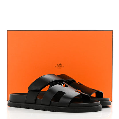 Hermes Calfskin Womens Chypre Sandals 37 Black 9 of 9