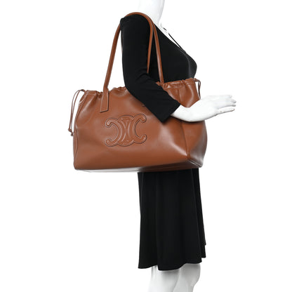Celine Smooth Calfskin Cuir Triomphe Cabas Drawstring Tan 2 of 11