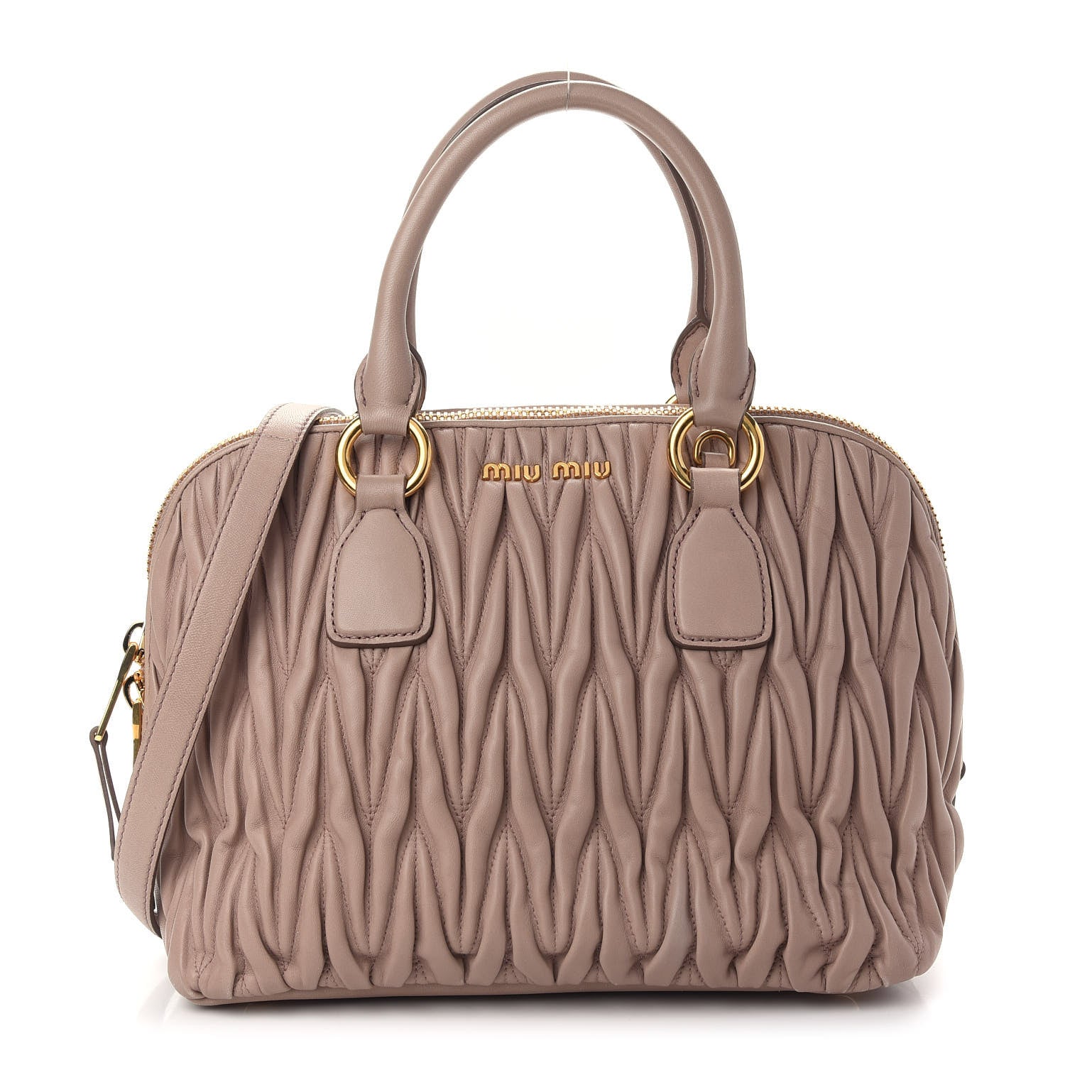 Miu Miu Nappa Matelasse Top Handle Bowler Cammeo 1 of 9