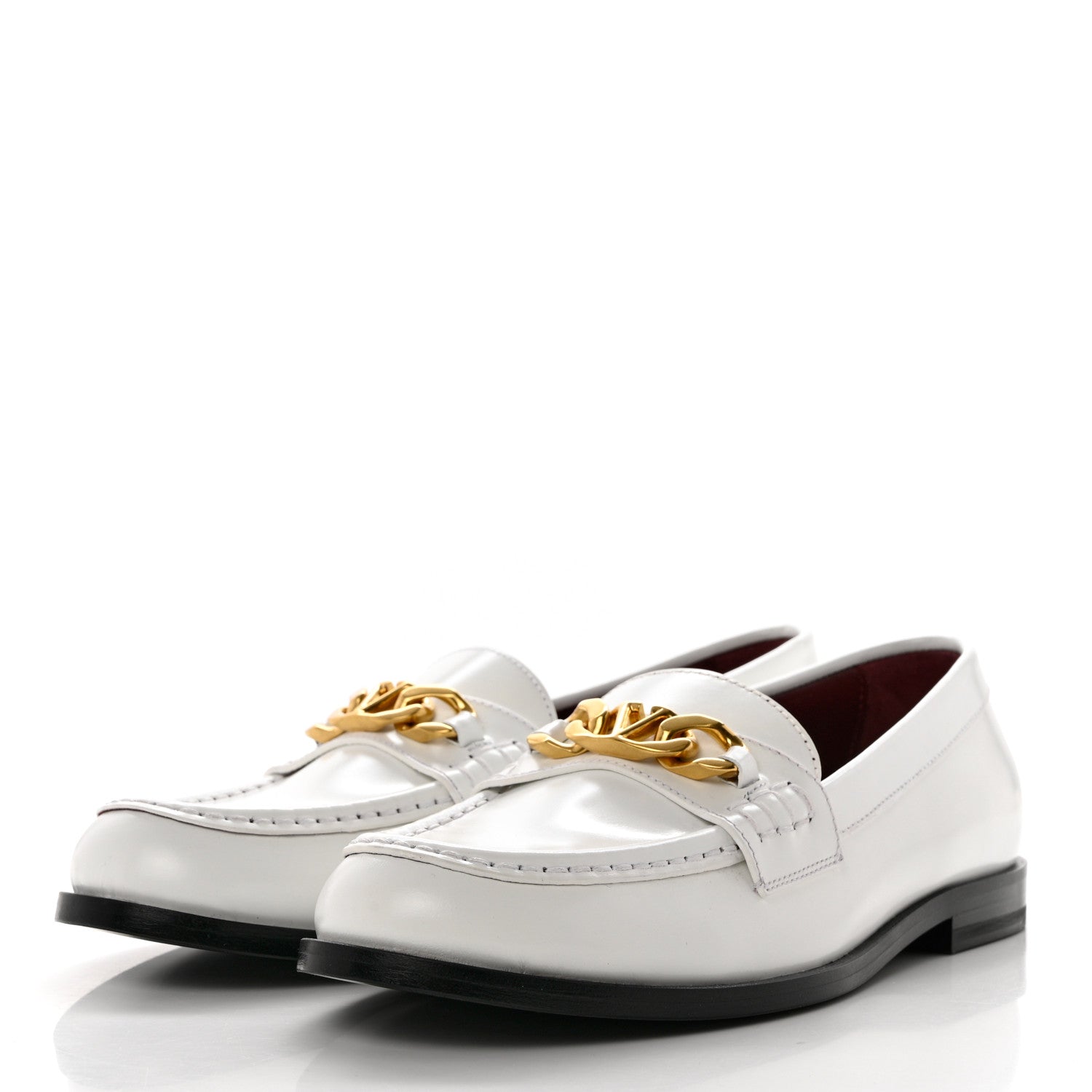 Valentino Garavani Calfskin VLogo Chain Loafers 38.5 White 3 of 8